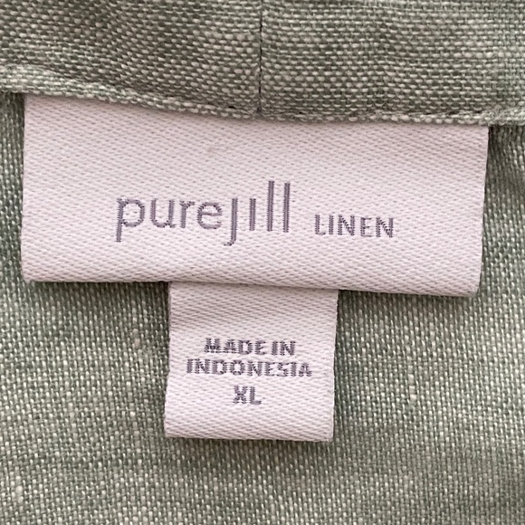 Pure Jill Yarn Dyed 100% Linen Tunic Blouse Button Front Light Green Sz XL - Picture 7 of 16
